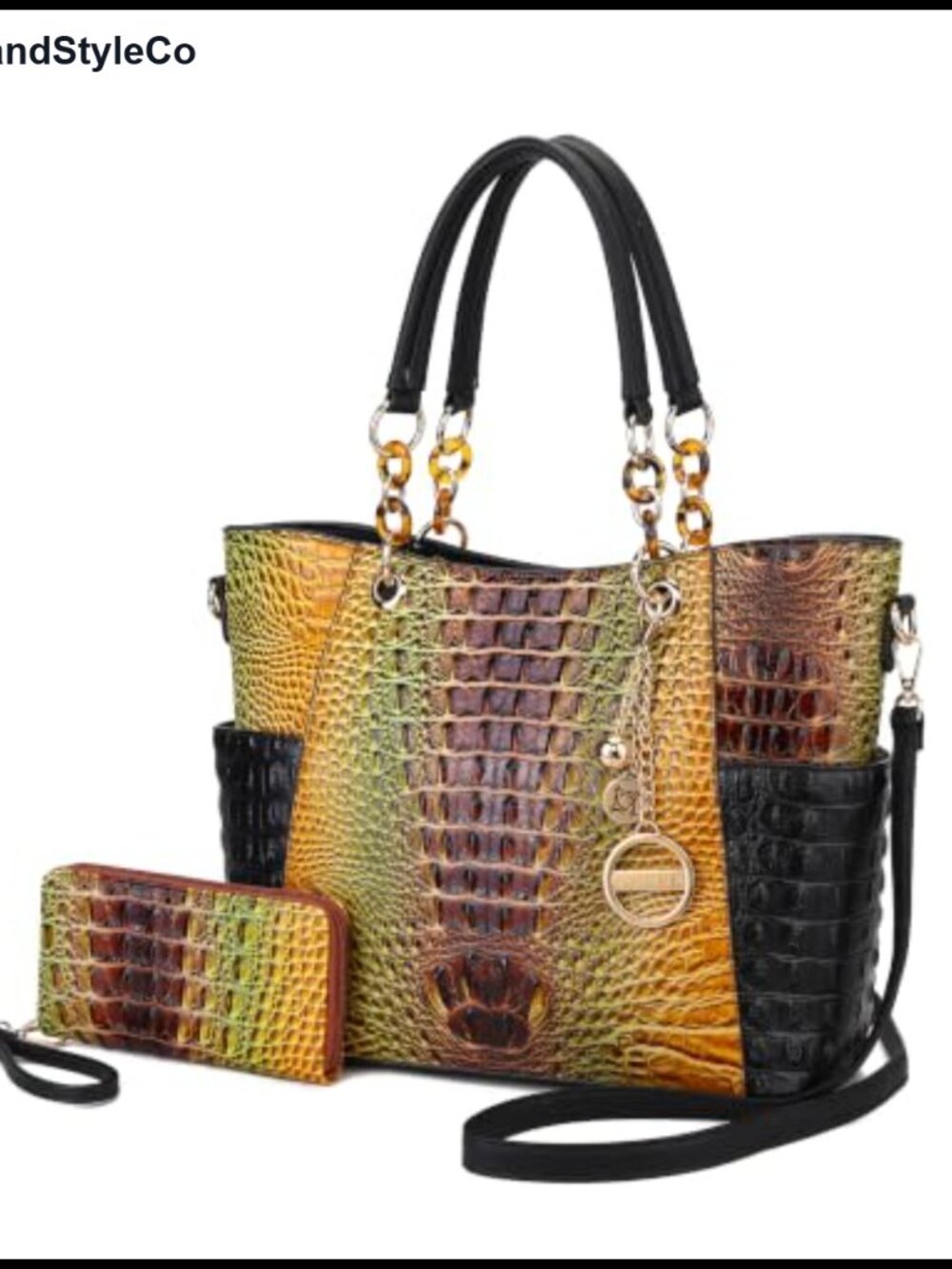Vegan Leather Tote Bag Set with Matching Wallet Crossbody Satchel